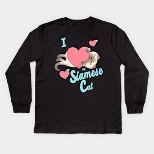 I Heart My Siamese Cat cute kawaii love alternate Kids Long Sleeve T-Shirt